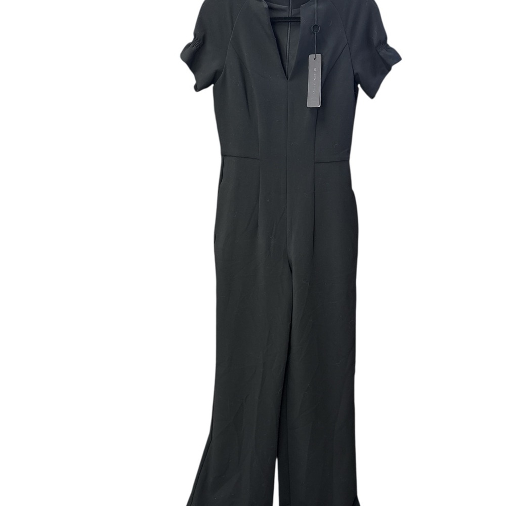 Black Halo Black Short-Sleeve Wide-Leg Jumpsuit - Picture 5 of 10